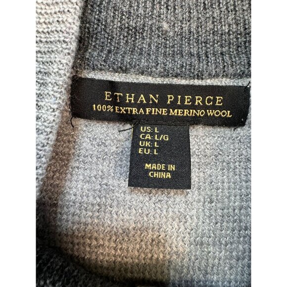 Ethan Pierce Mens 100% Extra Fine Merino Wool Half-Zip Pullover Sweater Size L G - Picture 2 of 7